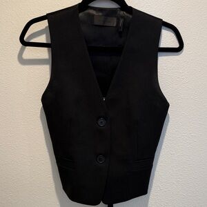 Helmut Lang Black Cutout satin-paneled herringbone tweed vest